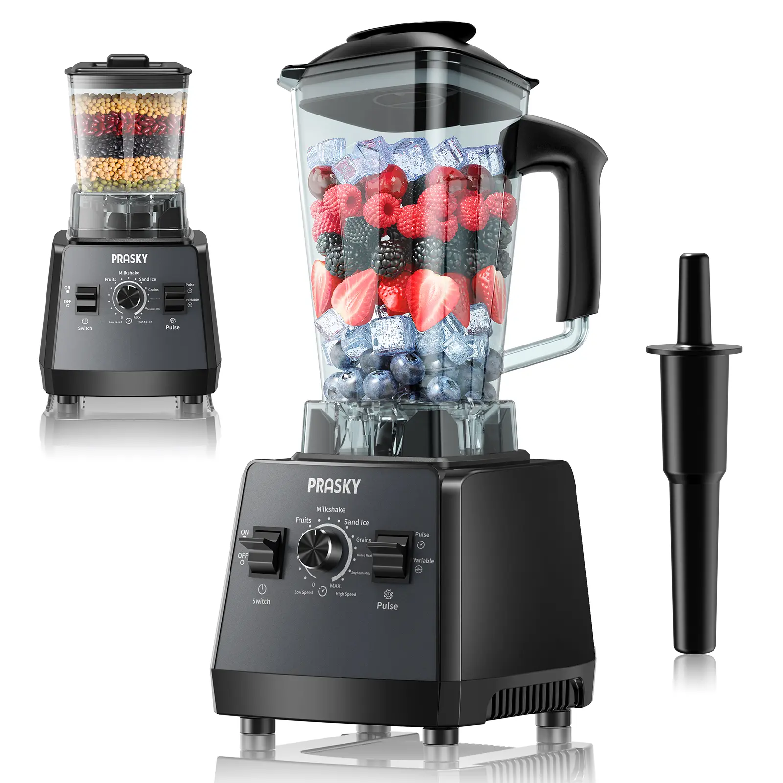 Prasky Professional 68oz Blender,2 In1 BPA Free 2 Containers Countertop Blenders Ice Crushing, Juice Smoothies,Grinder Combo 25000RPM Powerful crusher machine/SmoothieLover/SmartHome/SMARTLIVING