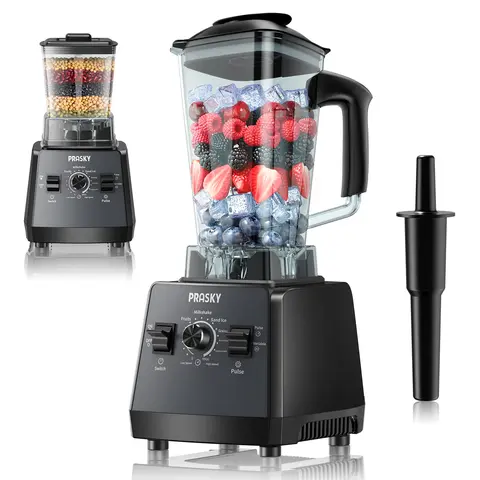Prasky Pro 68oz Blender ,BPA-Free 2 Containers (Including 500ml), Dry/Wet Split,Countertop Model with Adjustable Speed, Pulse Function, Ice Crushing, Juice Smoothie Making for Smart Home Enthusiasts