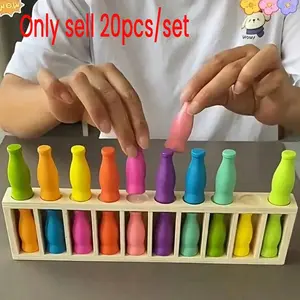 20 Piece Color Challenge Bottle Puzzle Game Set, Memory and Logic Training, Educational Board Game for Family Parties, Teenagers and Adults