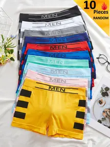 Random Colors,6/10 COUNTS,Men's Seamless Briefs with Side Stripes, Comfortable Breathable Underwear, Casual Youth Innerwear, All Seasons