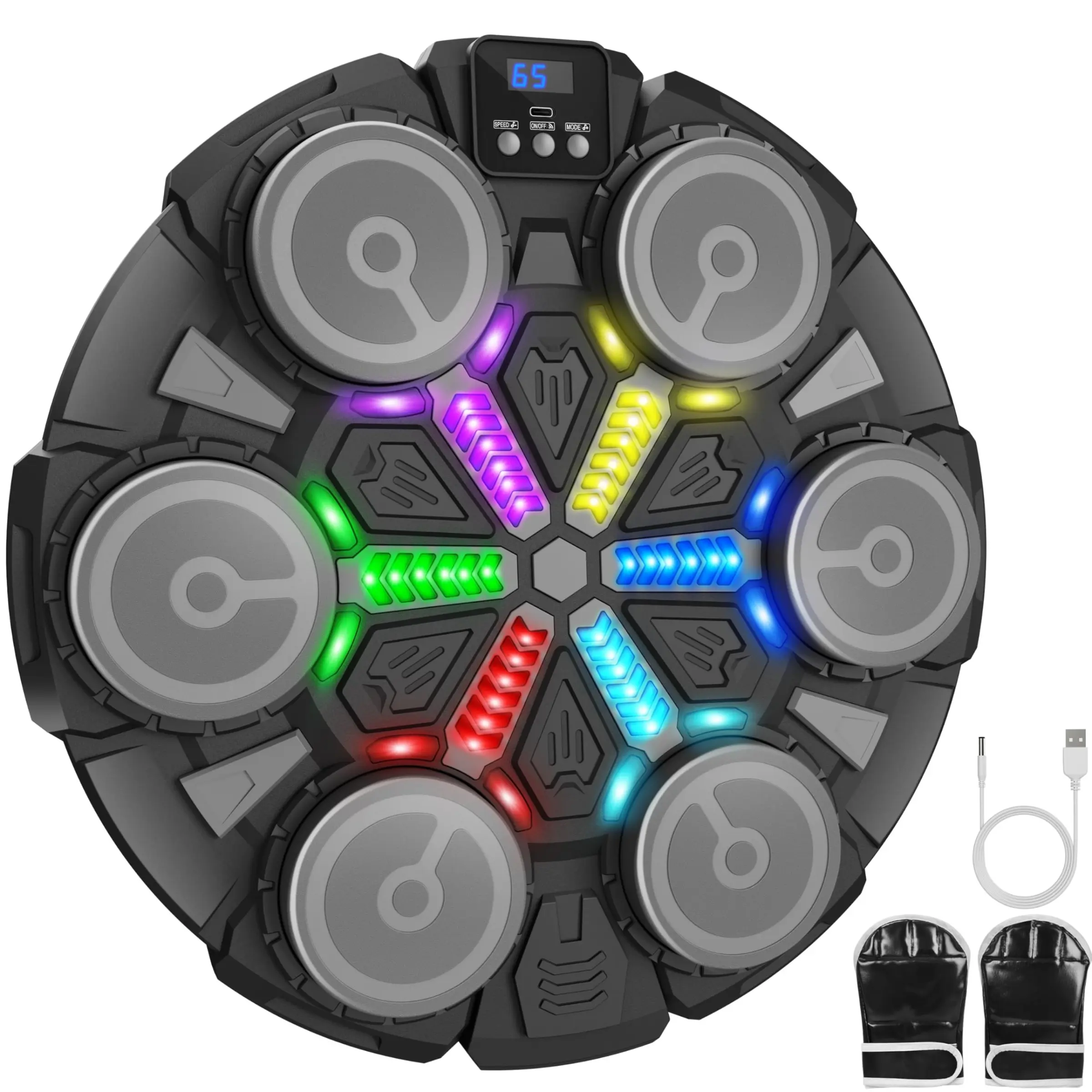 Music Boxing Machine Sports Toys for Kids & Adults, Wall-Mounted Bluetooth-compatible Smart Punching Target, Training Pad Toy with Gloves, Training Boxing Equipment, Interactive Boxing Trainer, Boxing Training Gear