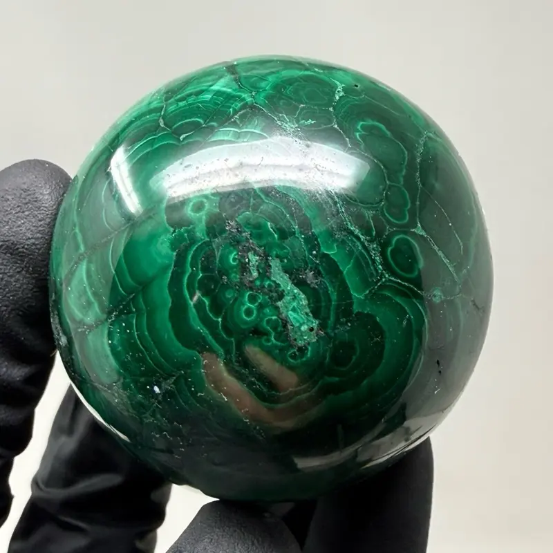 2.0” inch Superb Malachite Sphere with Stand - Natural Green Crystal Ball for Healing & Decor - High-Quality Mineral Stone for Home & Office Decor