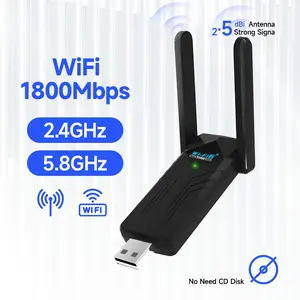 USB WiFi 6 Adapter for PC – Desktop Wireless Network Adapter with 2.4GHz & 5GHz High-Gain Dual-Band 5dBi Antenna, Compatible with Win11/10/7