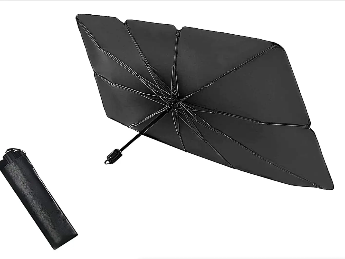 Portable Black-Silver Windshield Sun Cover with Protective Sleeve - Automotive Glass Sunshade, Car Sun Protection Accessory, Party Bag Gift by Sohochic, Car Sunshades For Windshield