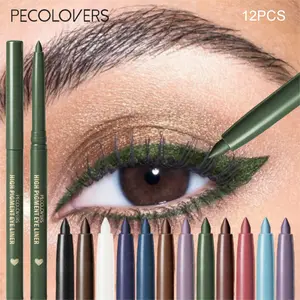 12pcs/set Colorful Waterproof Eyeliner Pencil, Silky Smooth, Soft and Easy To Color, Anti-smudge, Durable, Long Lasting Eyeliner, Colorful, Create Fashionable Eye Makeup, Very Suitable for Makeup Enthusiasts and Novices, Eye Pencils
