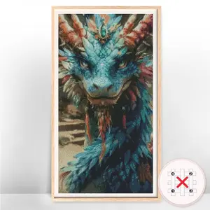 Dragon Pattern Cross Stitch Kit, DIY Cross Stitch Kit, Cross Stitch Printed Canvas Animals Room Decor, DIY Embroidery Kit for Beginners