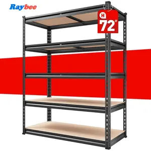Raybee Garage Shelves Classic 5-Tier Metal Storage Shelving Unit Height Adjustable Versatile Utility Rack Shelf for Craft Warehouse Pantry Kitchen Organiser