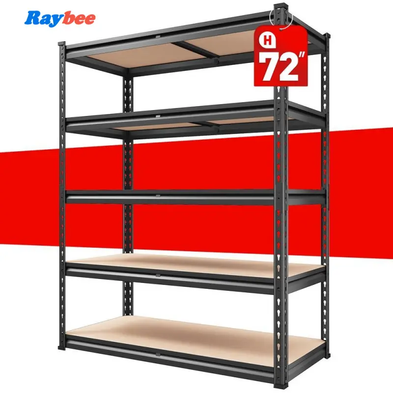 Garvee 48x24x72 5-Tier Adjustable Steel Shelving Unit – 2000 LB Capacity, Black, MDF Boards