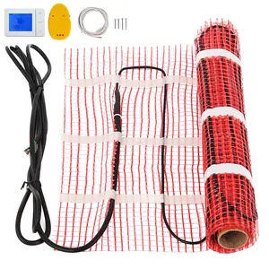VEVOR 90 Sqft 120V Electric Radiant Floor Heating Mat with Alarmer and Programmable Floor Sensing Thermostat Self-Adhesive Mesh Underfloor Heat Warming Systems Mats Kit