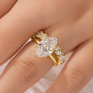 MAXINEJEWELRY Women's 2PC 4.0ct Marquise Cut 5A Cubic Zirconia Engagement Ring Set - Bridal Wedding Jewelry for Proposal, Anniversary, Engagement Rings