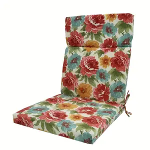 Outdoor/Indoor High-Back Cushion, Seasonal Replacement Rocking Chair Seat Cushion, with Elastic Back, Random Geometric Pattern Floral Leaf Stripe Sweet Home Chair and Backrest Cushion, with Straps, Suitable for Office Chairs and Dining Chairs