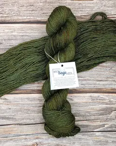 Wild Sage Wool Mossy Moonlight Hand-Dyed Yarn in Tonal Deep Greens with Warm Golden Undertones for Cozy Autumn Projects