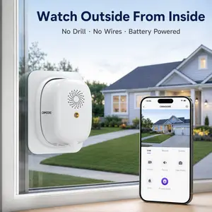 CINMOORE 2.5K Wireless Window Camera, Weatherproof Security Camera for Home, Rechargeable Battery Powered, AI Motion Detection, Color Night Vision, 2.4GHz WiFi, Local Storage, Cameras for Home