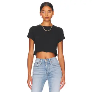 RE/DONE x Hanes Cropped 60's Slim Tee in Black