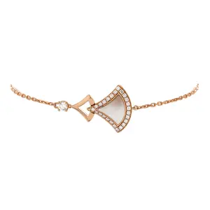 Pre-owned Bvlgari Divas' Dream Double Bracelet 18K Rose Gold with Mother of Pearl and Diamonds by Rebag