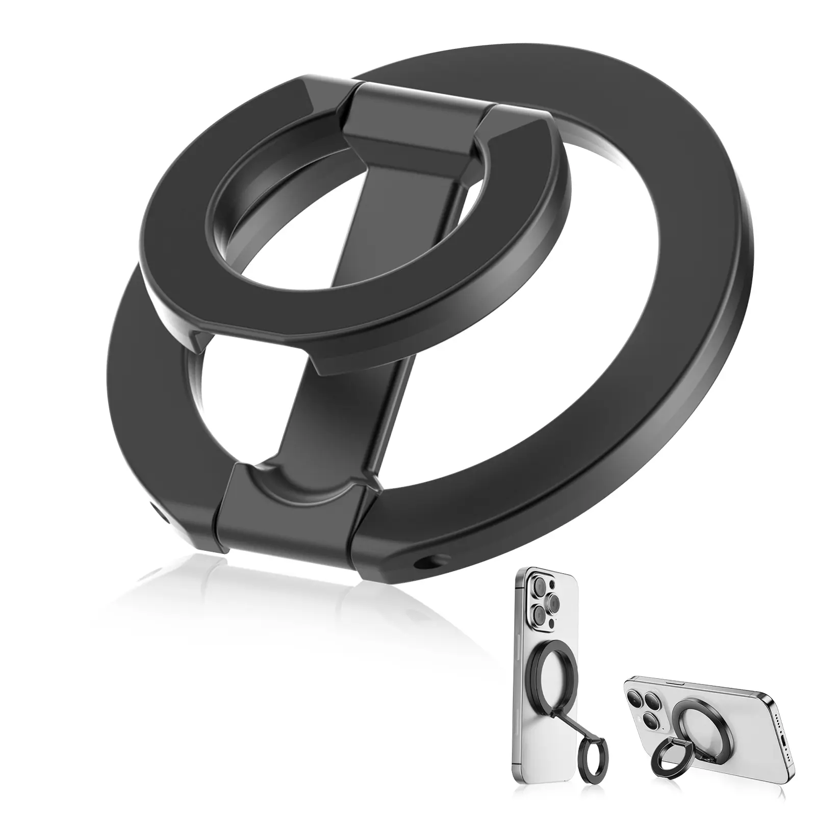 【Back to School】MagSafe Phone Grip Holder Dual-Sided Magnetic Finger Ring Adjustable Kickstand Loop for iPhone 17/16 Pro Max/15 Plus/14 Pro/13 Mini/12, Samsung, Magnet Phone Stand Grip Compatible with Mag Car Mounts