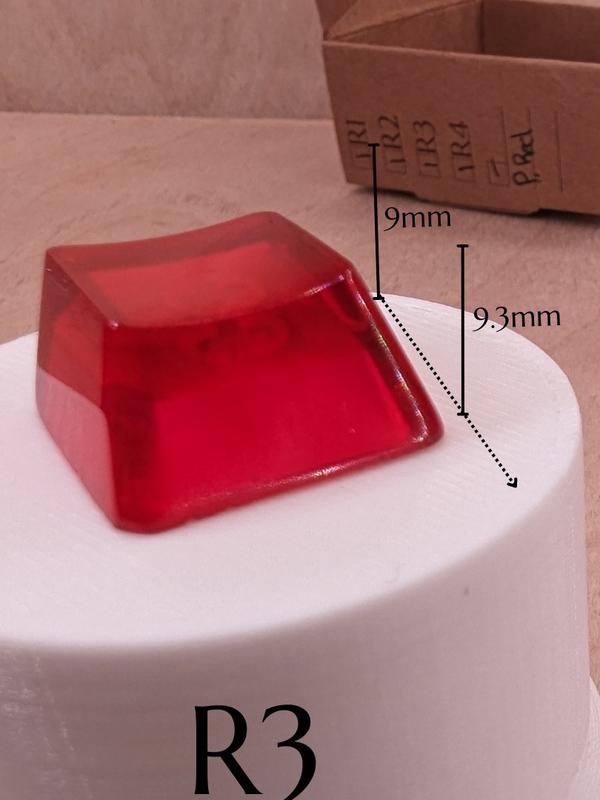 ResinKeyWorks Purple-Red Blank 1U Accent Keycaps, Transparent Hand Polished Resin OEM Caps with MX stems