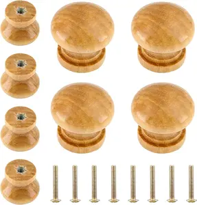 16 count   Dresser Knobs, Round Wooden Cabinet Knobs, Mushroom Shape Drawer Knobs Pulls for Cabinets, Cupboard (1" Diameter, 7/8" Height)