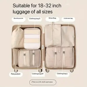 7-Piece High-Capacity Travel Organizer Set — Travel Storage Bags, Garment Protection Pouches, Nylon Packing Cubes & Organizers — Suitable for Clothes, Pants, Shoes, and Socks, Travel Sets