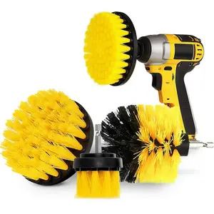 LMMAKE 4PCS Drill Brush Attachment Set, Mult-Purpose Car Wash Brush, Rotary Detailing Brush Set, Car Carpet Cleaner Brushes for Wheel, Grout, Shower, Bathroom, Floor