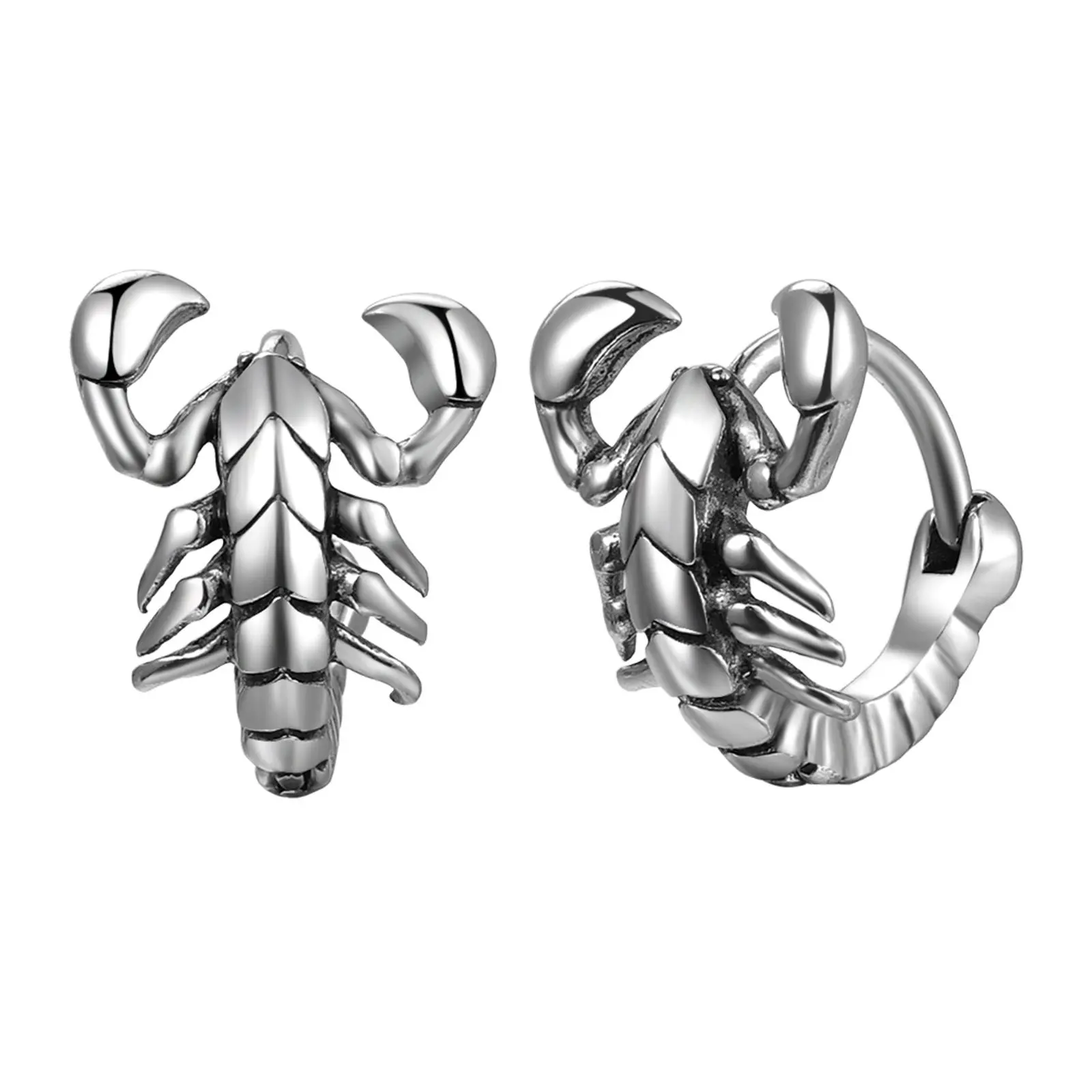 OIDEA Goth Stud Earrings, Unisex Scorpion Animal Motif Jewelry in Silver Tone Alloy for Halloween & Cool Daily Look
