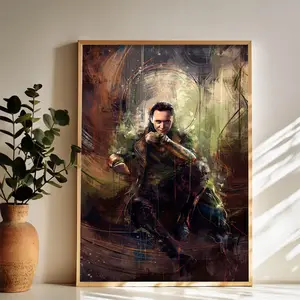 Loki The God of Mischief in Artistic Flames Wall Art Vintage Black and White Art Posters Funky Aesthetic Canvas Prints Retro Bar Cart Decor for Bar Bedroom