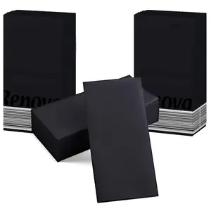 Renova Linen-Feel Paper Dinner Napkins Folded 2 Ply Black 3 sets of 25 Napkins