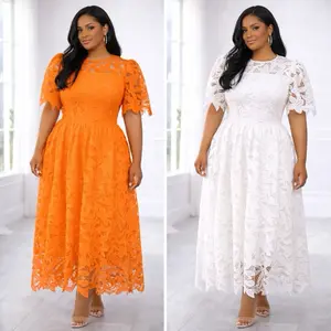 Sunset Bloom Cord Lace Midi Dress | Elegant Floral Lace Dress | Wedding Guest | Plus Size Friendly