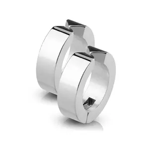 Cuff Clip On Non-Piercing Huggie Hoop Earrings - Pair - 316L Stainless Steel