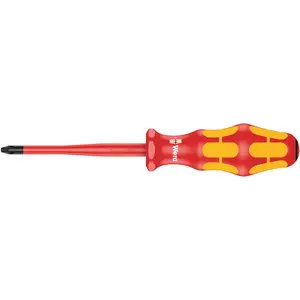 Wera 165 iS PZ VDE Insulated screwdriver with reduced blade diameter for Pozidriv screws, PZ 1 x 80 mm