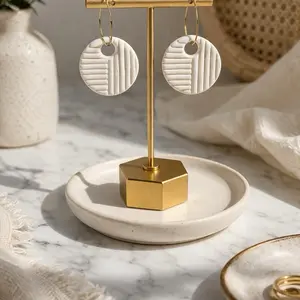 Polymer Clay Earrings Lightweight Handmade Round Design with Textured Surface for Everyday Wear in Multiple Colors