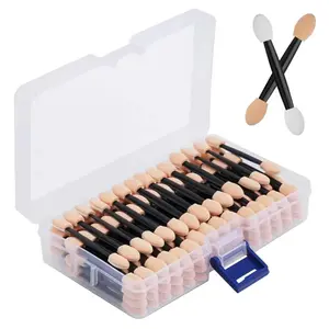 Cuttte 50/100PCS Disposable Dual Sides Eye Shadow Sponge Applicators with Container Length Eyeshadow Brushes Makeup Applicator for Precise Application Multi-Pack