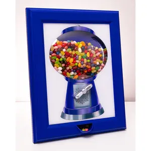 Candy Dispenser Gumball Machine in a Frame For Candies Nuts Dog & Cat Treats Hang on Wall Stand on Table Birthday & Holiday Gift for All Ages Large 15" x 12" (Blue)