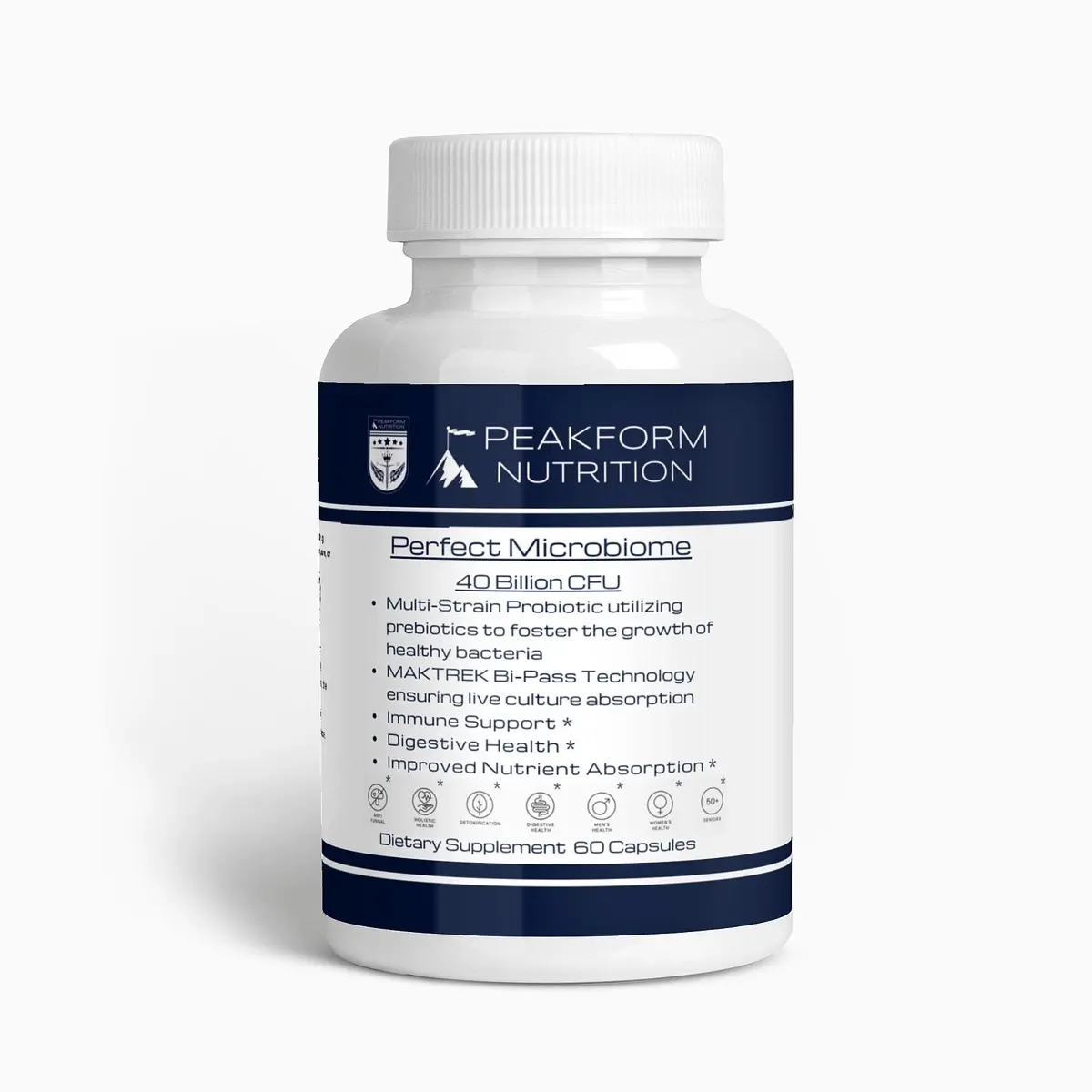 Peakform Nutrition - Perfect Microbiome - 40 Billion Probiotics with Prebiotics & MAKTREK Bi-pass delivery system - Digestive & Immune Support