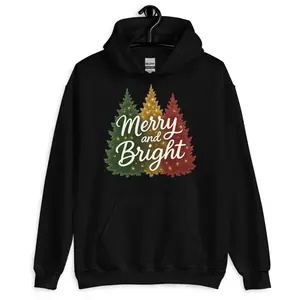 Merry and Bright Holiday Hoodie Fleece