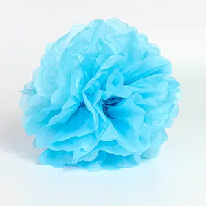 Tissue Pom-Pom 12 Inch Light Blue 4 pack
