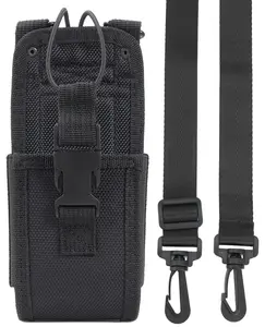 Rugged Nylon Radio Case Holder Holster [Dual Duty/Utility Belt Loops and Crossbody Lanyard Strap] Universal for XL Walkie Talkie, Motorola APX8000, APX Next P25, Bendix King, L3Harris XL