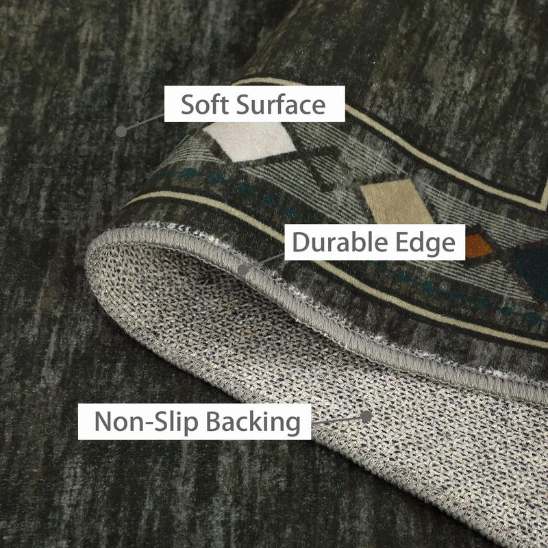 GARVEE Modern Area Rugs: Stylish Geometric Border Designs in Various Sizes (5x7, 9x12, 10x13), Machine Washable, Non-Slip, Stain Resistant for Living Room and Bedroom Decor, Available in Brown and Grey