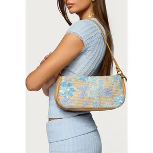 Sequin & Embroidered Straw Bag