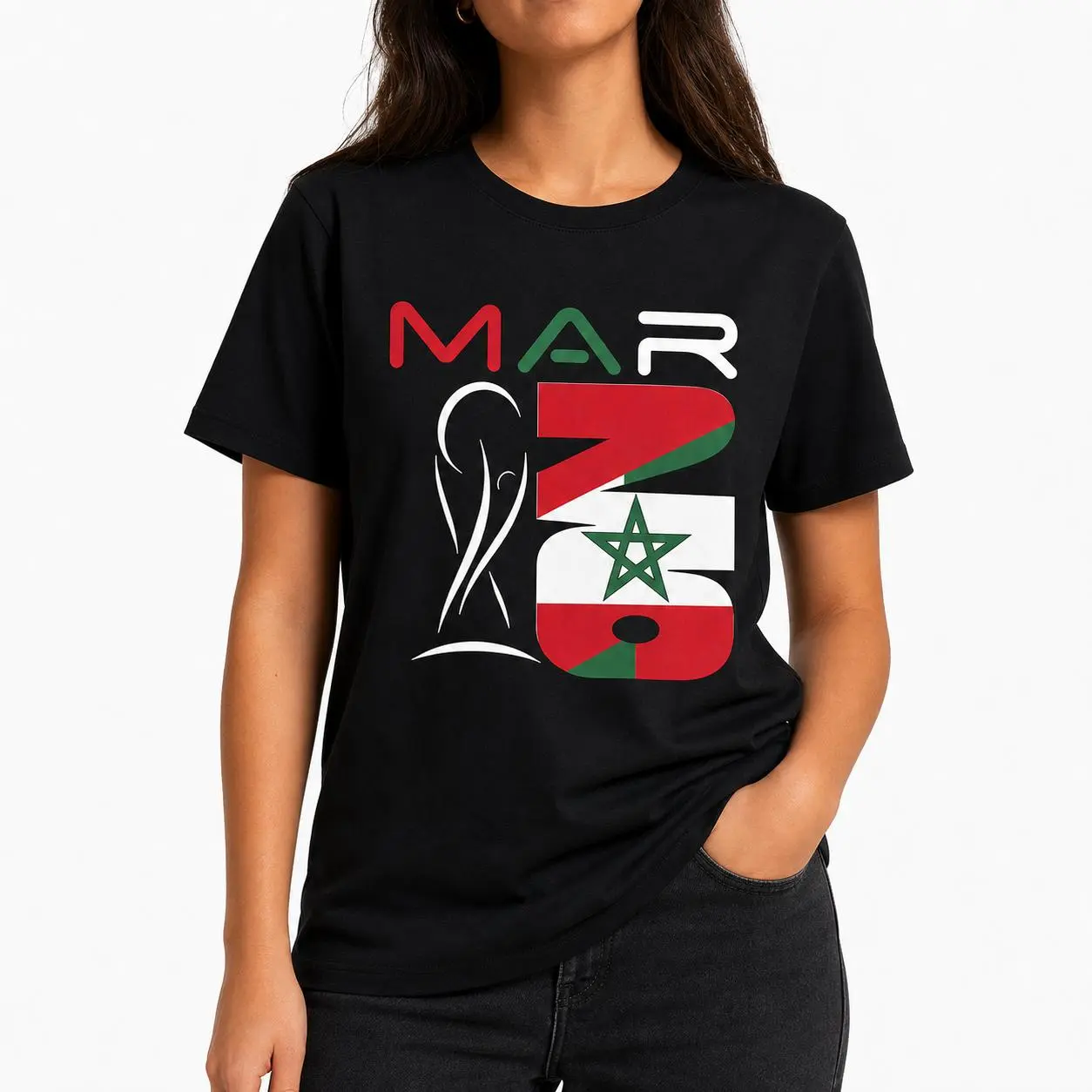 Morocco Inspired MAR 26 Soccer Graphic Tee, oversized tee, unisex casual tee, graphic tees for women cute tops, vintage graphic tees for game day style