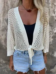 Tie-Front Crochet Knit Cover Up