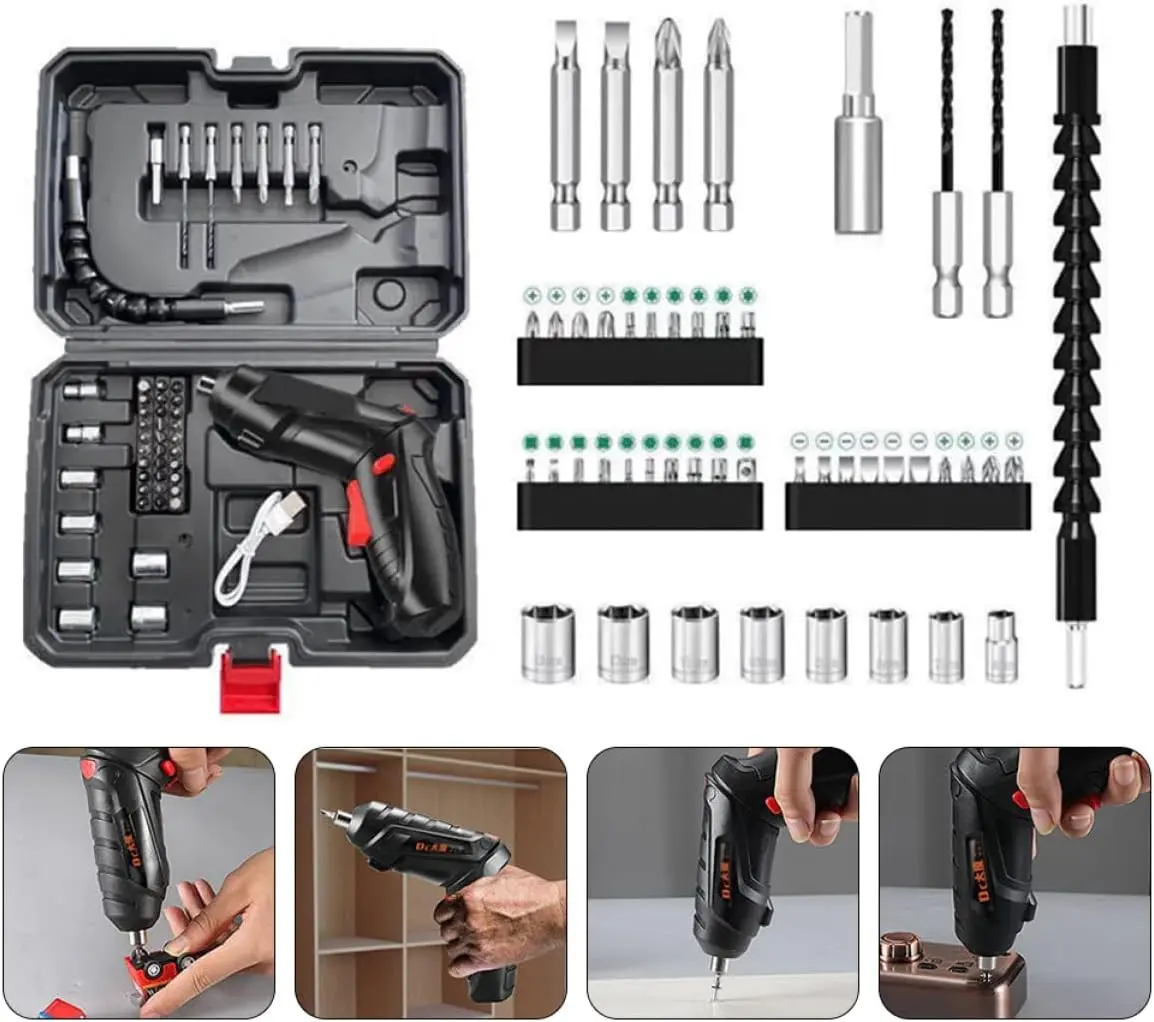 47 in 1 Electric Screwdriver Set, Electric Screwdrivers Cordless, 3.6V Li-ion 3.5N·m Max Torque Rotatable Drill Screwdriver for Home Improvement DIY Project, Fast Recharge