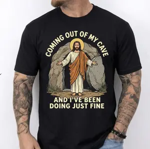 Coming Out Of My Cave And I've Been Doing Just Fine Jesus T-Shirt, Funny Easter Shirt, Mr Brightside Parody Tee, Christian Shirt