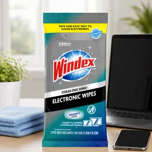 Windex Electronic Cleaning Wipes, Pre-Moistened Screen Wipes for TVs, Phones, and Other Electronics, Resealable for a Freshness Lock, 25 Count