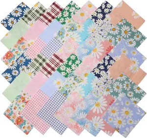 Charm Pack, 42-5" Cotton Fabric Quilt Squares (Daisy Floral and Plaid) - 21 Patterns