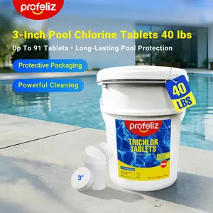 PROFELIZ Chlorine Tablets 3 Inch for Swimming Pools, Kills Bacteria and Stops Algae, Slow Dissolving,Exclusive Protective Packaging,Pool Chlorine Tablets,40lbs