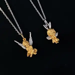 EosuJewelry Guardian Angel Pendant Necklace Charm 18K Gold Plate