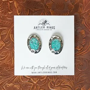 The Hattie Stud Earrings - Hammered Silver & Turquoise Western Jewelry