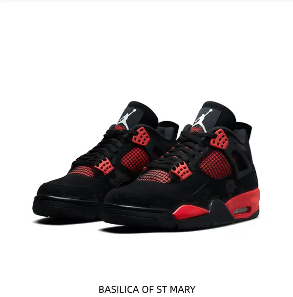 Unisex Black Red Color Block Performance Basketball Shoes, Soft Black Suede Main Body, Breathable Red Mesh Side Window, Classic Grid Lace Fastener, Shock Absorbing Air Cushion Midsole, Anti-slip Red Rubber Sole, Lace Up Sneakers For Workout And Streetwear
