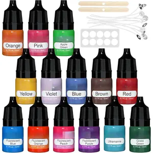 Candle Dye - 14 Colors Candle Wax Dye, Highly Concentrated Candle Color Dye, Oil-Based Liquid Candle Dye for Soy Wax, Candle Making - 0.17 FL OZ